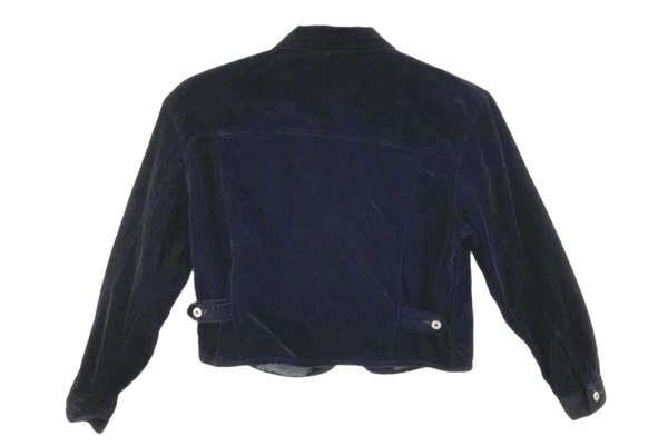 Lizwear Liz Claiborne Black Velvet Jacket Women's Small Cotton Zip Pockets