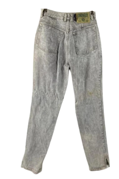 Vintage Union Bay 80s Gray Acid Wash Mom Jeans Sz 11 Zipper Ankles, Stain