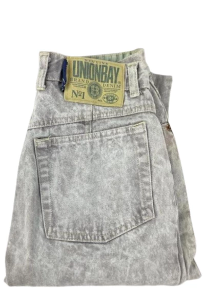Vintage Union Bay 80s Gray Acid Wash Mom Jeans Sz 11 Zipper Ankles, Stain