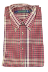 Vintage Halifax Outfitters Men's L Red Green Plaid Button-Down Shirt