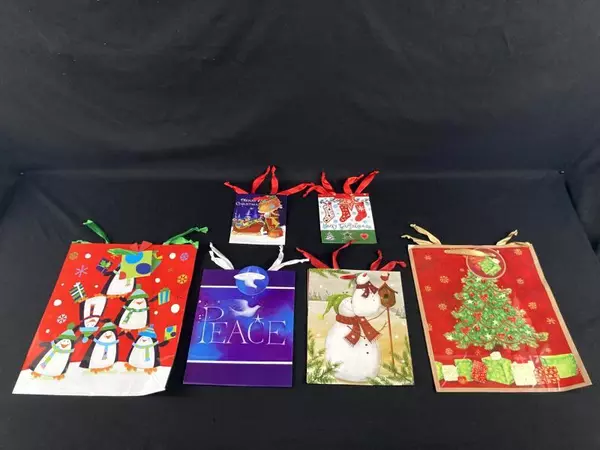 Lot of Vintage Gem Stone Christmas Cards, Bags, Boxes & Bows – Holiday Decor