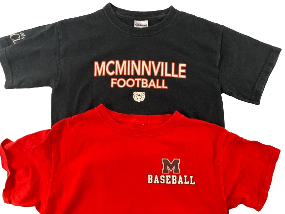 Lot of 2 McMinnville Grizzlies Youth Small Football Baseball T-Shirts