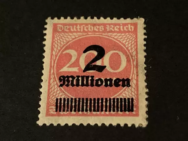 1923 Overprint Germany Weimar Republic Mint Hinged 2 Millionen Red Stamp