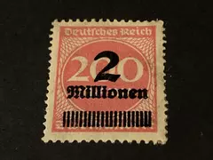 1923 Overprint Germany Weimar Republic Mint Hinged 2 Millionen Red Stamp
