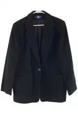 Vintage Women's Pursuits Black Blazer Jacket Size L Fleece Lined Elegant