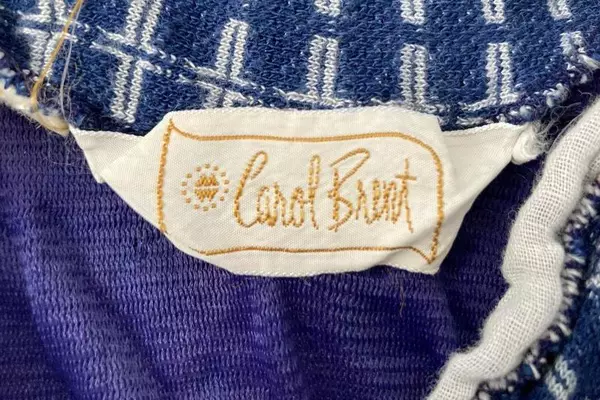 Vtg Carol Brent Blue Geometric 2-Piece Skirt Jacket Set Women's Size 18.5