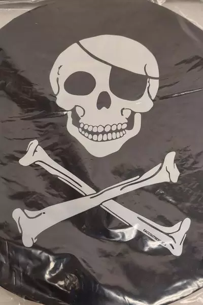 Shower Cap Skull and Crossbones Pirate Black Wire Rim Funny Gift Costume New