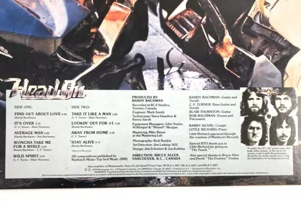 Bachman Turner Overdrive Head On 1975 Vinyl LP - Very Good Condition