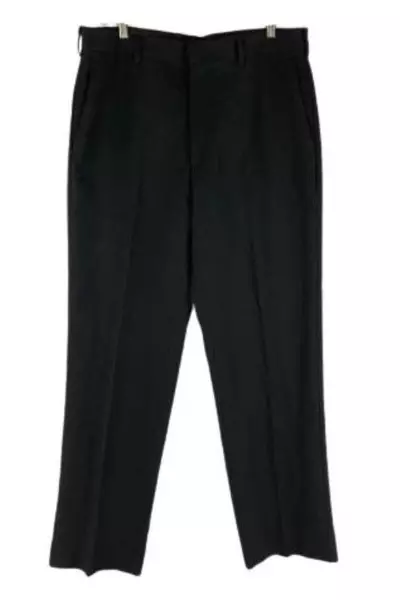 Perry Ellis Men's Dress Pants Black Striped 34x30 Flat Front Belt Loop