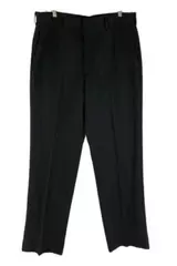 Perry Ellis Men's Dress Pants Black Striped 34x30 Flat Front Belt Loop