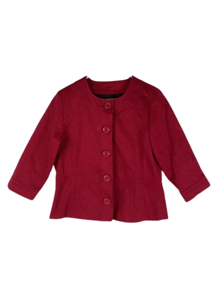Coldwater Creek Women's Blazer Jacket Size 12 Red Embroidered Long Sleeve
