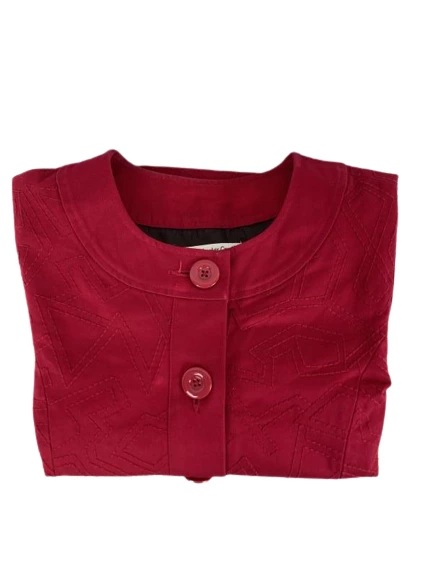 Coldwater Creek Women's Blazer Jacket Size 12 Red Embroidered Long Sleeve