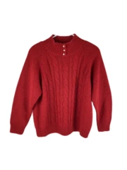 Vintage Ashley Hill Red Sweater Women's Small Mock Neck with Shoulder Pads