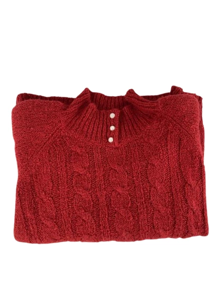 Vintage Ashley Hill Red Sweater Women's Small Mock Neck with Shoulder Pads