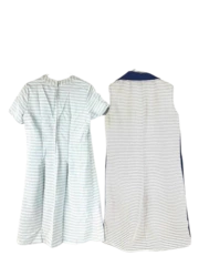 Lot of 2 Vtg 60s Striped Dresses Women's Sz 12 NPC Fashions Zipper Flaw Blue