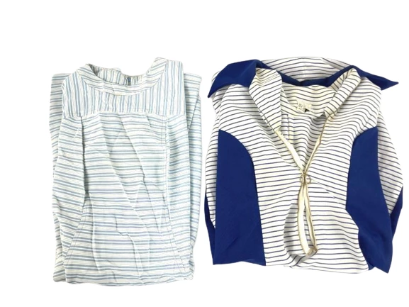 Lot of 2 Vtg 60s Striped Dresses Women's Sz 12 NPC Fashions Zipper Flaw Blue