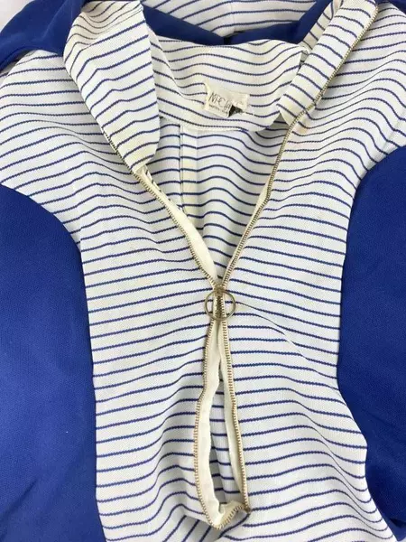 Lot of 2 Vtg 60s Striped Dresses Women's Sz 12 NPC Fashions Zipper Flaw Blue