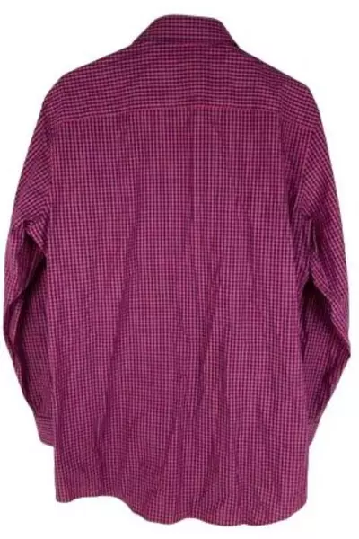 Apt 9 Men's Long Sleeve Button-Up Shirt Plaid Red Blue 16.5 32/33 Good Condition