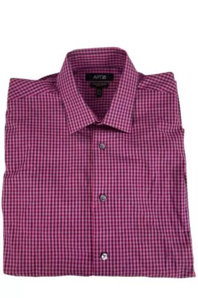 Apt 9 Men's Long Sleeve Button-Up Shirt Plaid Red Blue 16.5 32/33 Good Condition