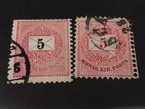 1892 Hungary Red Postage Stamps Lot of 2 Magyar Kir Posta Fair Condition