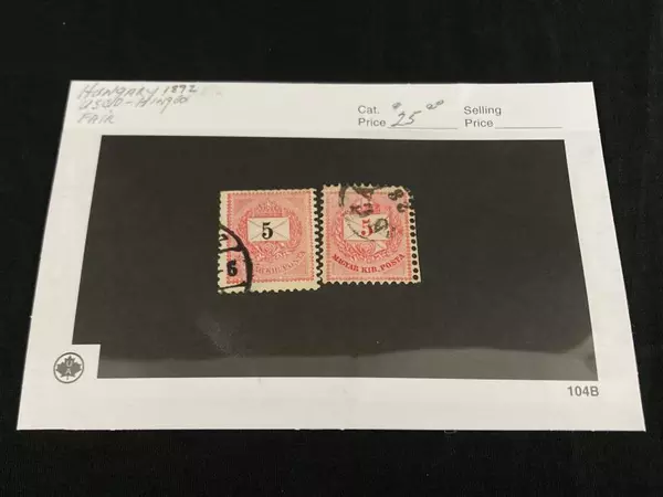 1892 Hungary Red Postage Stamps Lot of 2 Magyar Kir Posta Fair Condition