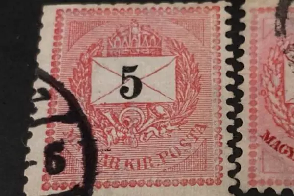 1892 Hungary Red Postage Stamps Lot of 2 Magyar Kir Posta Fair Condition