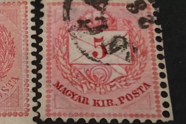 1892 Hungary Red Postage Stamps Lot of 2 Magyar Kir Posta Fair Condition
