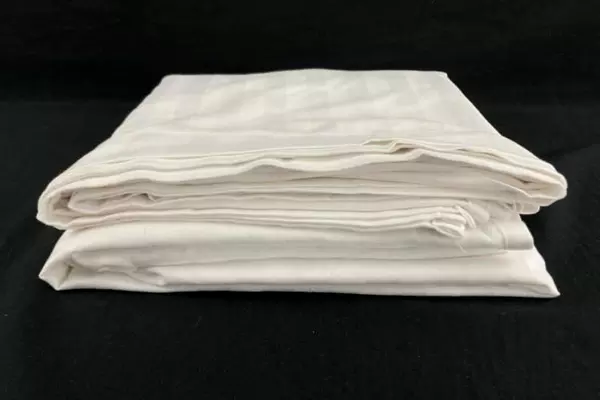Martex Millennium Queen XXL Flat Top Sheet White Stripe Textured Hotel 96 x 114