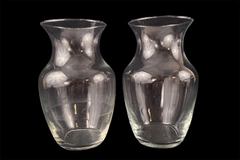 Lot of 2 Flower Vases Flare Curved Clear Glass Libbey Centerpiece Decor Vintage