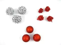 Lot of 10 Red Silver Foil Glitter Christmas Ball Ornaments Holiday Decor