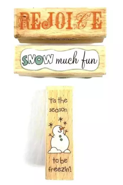 Lot of 3 Studio G Rubber Stamps - Rejoice, Snowman, Snow Much Fun