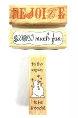 Lot of 3 Studio G Rubber Stamps - Rejoice, Snowman, Snow Much Fun