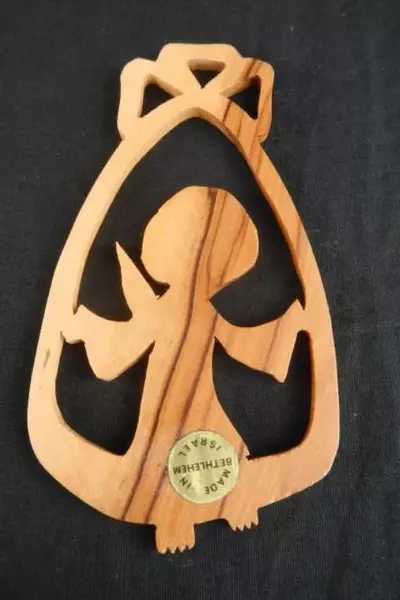 Angel Christmas Ornament - Olive Wood from Bethlehem, Israel - Holiday Decor