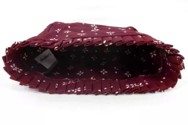 Longaberger Red Floral Cotton Basket Liner with Ruffle Edging, USA