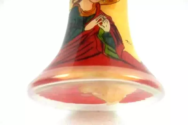 1999 Figi Graphics Glass Bell Ornament Angel Scene 3.25" with Box