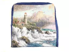 Thomas Kinkade Nautical Tapestry Chair Cover Lighthouse 17.25" x 17.25"