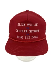 Vtg P Hat "Slick Willie vs Chicken George vs Ross the Boss" Red Cap