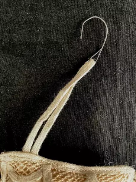 Vintage Doily Plush Stocking Ornament Cream Beige 6" Holiday Decor