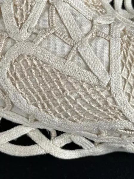 Vintage Doily Plush Stocking Ornament Cream Beige 6" Holiday Decor