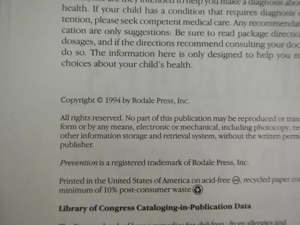 The Doctors Book of Home Remedies for Children 1994 Hardcover Rodale Press