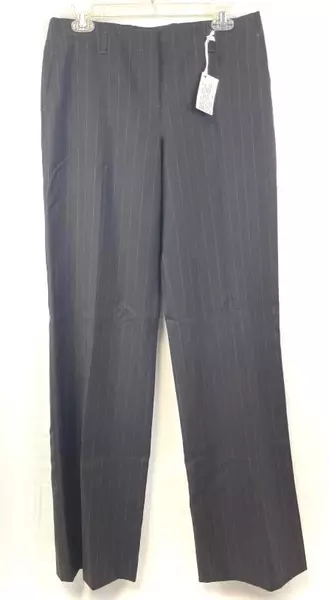 Kate Mabitex Donna Women's Black Pinstripe Dress Pants 100% Wool Sz 10 NWT