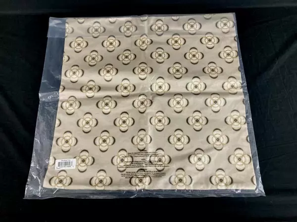 Bone Peridot Floral Pillow Cover Beige Gold 19.75" Square - Very Good Condition