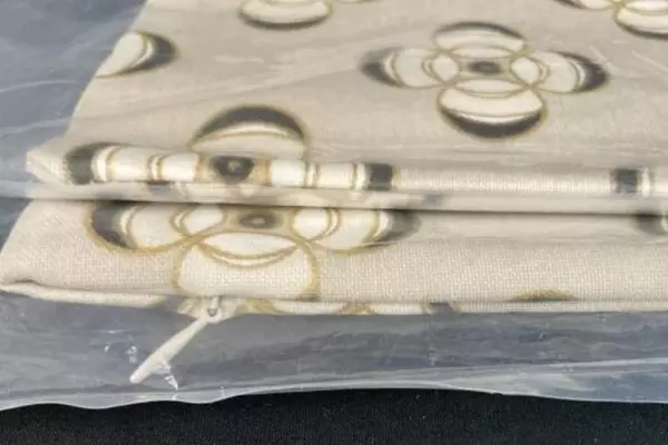 Bone Peridot Floral Pillow Cover Beige Gold 19.75" Square - Very Good Condition