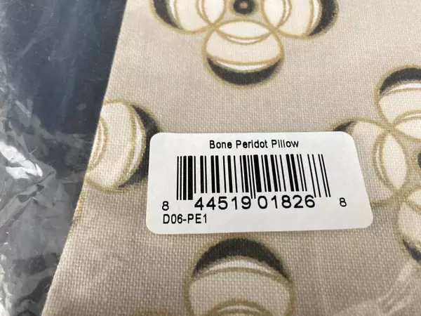 Bone Peridot Floral Pillow Cover Beige Gold 19.75" Square - Very Good Condition