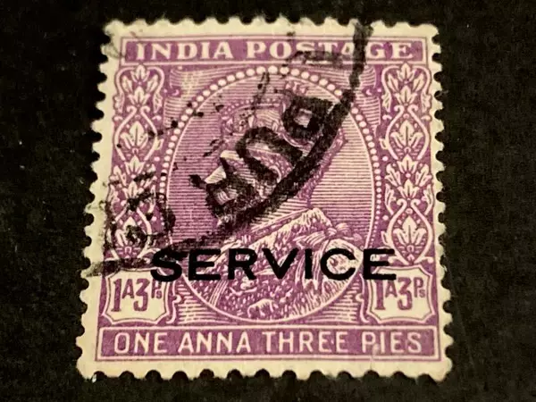 1927 India Postage Stamp King George V 1 Anna 3 Pies Used Hinged Purple