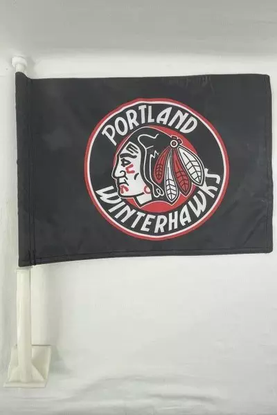 Portland Winterhawks Auto Window Flag - Heavy Nylon, Sturdy Construction