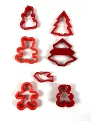 Lot of 7 Red Christmas Cookie Cutters - Snowman, Trees, Bears & Dove