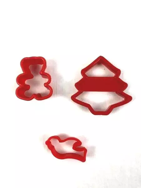 Lot of 7 Red Christmas Cookie Cutters - Snowman, Trees, Bears & Dove