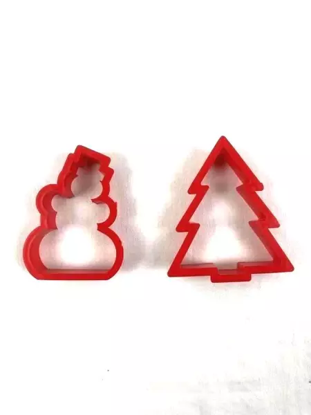Lot of 7 Red Christmas Cookie Cutters - Snowman, Trees, Bears & Dove
