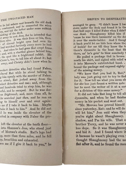 1918 Antique Book "The Two-Faced Man" by Varick Vanardy - Good Condition